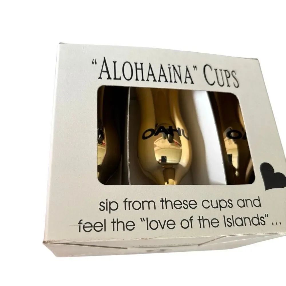 American Hawaii Cruises Alohaaina Cups New Box Of 6 Gold